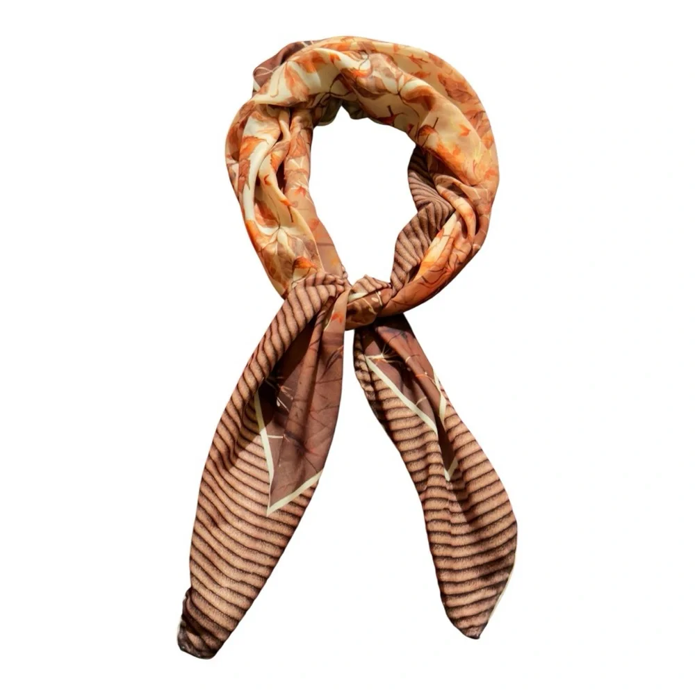 Soft Elegant Brown and Orange Scarf For Women/ Size X- Large